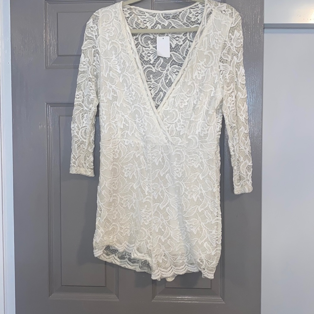 Charolette russe XL white lace romper